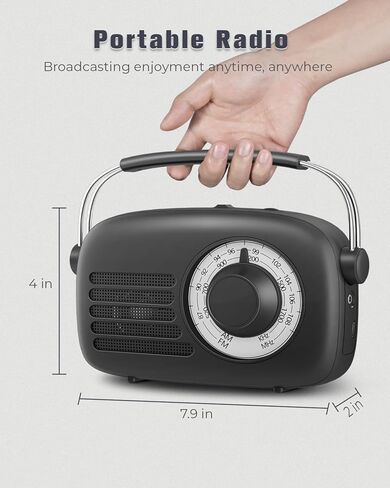 PRUNUS 750 AM FM Radio Portable with Bluetooth Speaker, USB TF Card Playing, Solar/USB-C Rechargeable Radio, Double Speaker, Colorful Light, Transistor Radio, Radios Portable AM FM, Bluetooth Radio in Saudi Arabia