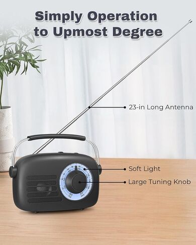 PRUNUS 750 AM FM Radio Portable with Bluetooth Speaker, USB TF Card Playing, Solar/USB-C Rechargeable Radio, Double Speaker, Colorful Light, Transistor Radio, Radios Portable AM FM, Bluetooth Radio in Saudi Arabia