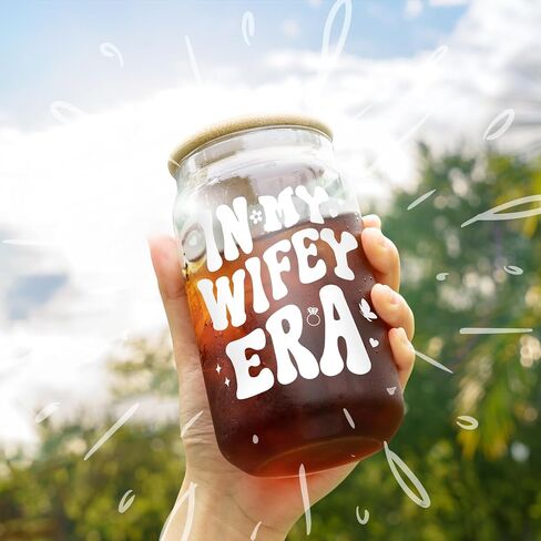 KLL Bridal Shower Gifts - Engagement Gifts for Her, Bride Gifts, Wedding Gifts - Bachelorette Gifts for Bride - In My Wifey Era Coffee Cup, 16 Oz Coffee Glass in Saudi Arabia