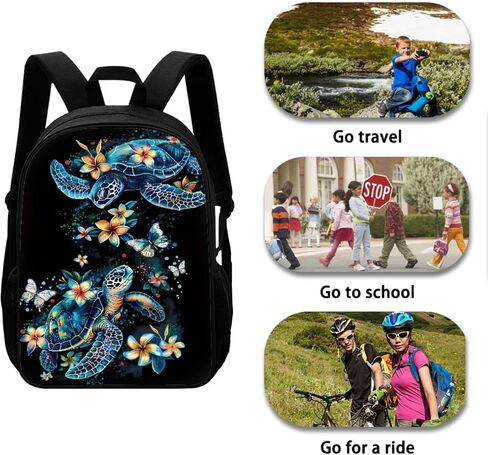 Xoenoiee Sea Turtle and Floral Pattern Back to School Backpack Set of 3 Pack Teens Primary Schoolbag Thermal Lunch Box Pencil Bag 3 in 1 for Boys Girls in Saudi Arabia