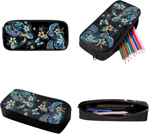 Xoenoiee Sea Turtle and Floral Pattern Back to School Backpack Set of 3 Pack Teens Primary Schoolbag Thermal Lunch Box Pencil Bag 3 in 1 for Boys Girls in Saudi Arabia