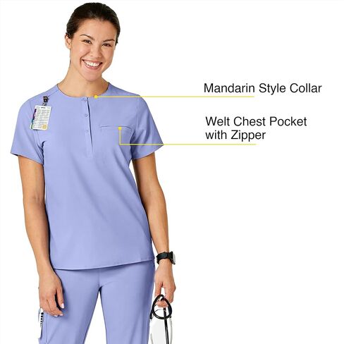 قميص WonderWink النسائي بياقة اليوسفي Tuck-in Scrub Top، Ceil Blue، 1X in Saudi Arabia