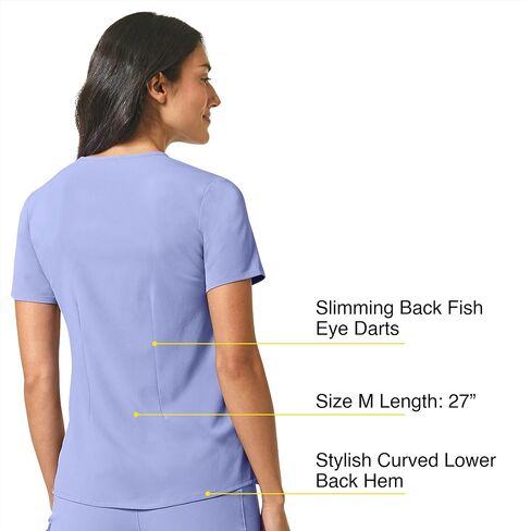 قميص WonderWink النسائي بياقة اليوسفي Tuck-in Scrub Top، Ceil Blue، 1X in Saudi Arabia
