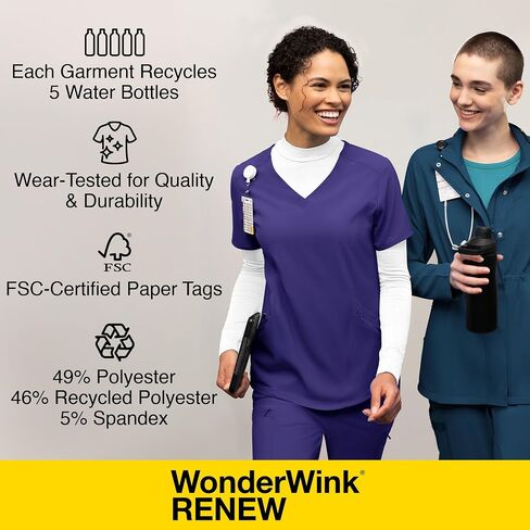 قميص WonderWink النسائي بياقة اليوسفي Tuck-in Scrub Top، Ceil Blue، 1X in Saudi Arabia