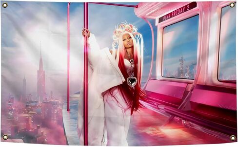 Generic Pop Rap Nicki Cover Minaj Album 3×5 Feet Wall Tapestry Is Suitable For Indoor and Outdoor Home Decoration Such As Dormitories Living Rooms Etc, pink in Saudi Arabia