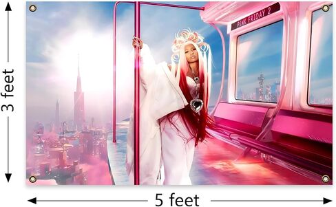 Generic Pop Rap Nicki Cover Minaj Album 3×5 Feet Wall Tapestry Is Suitable For Indoor and Outdoor Home Decoration Such As Dormitories Living Rooms Etc, pink in Saudi Arabia