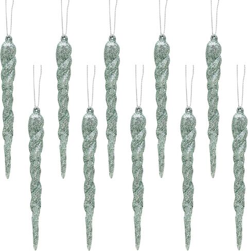Christmas Concepts® 12cm Glitter Icicle Decorations - Luxury Christmas Tree Trims (Mint Green, Pack of 10) in Kuwait