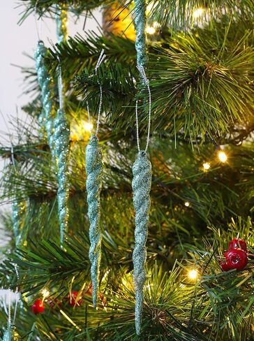 Christmas Concepts® 12cm Glitter Icicle Decorations - Luxury Christmas Tree Trims (Mint Green, Pack of 10) in Kuwait