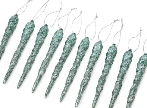 Christmas Concepts® 12cm Glitter Icicle Decorations - Luxury Christmas Tree Trims (Mint Green, Pack of 10) in Kuwait