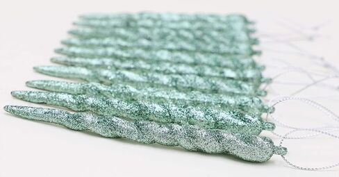 Christmas Concepts® 12cm Glitter Icicle Decorations - Luxury Christmas Tree Trims (Mint Green, Pack of 10) in Kuwait