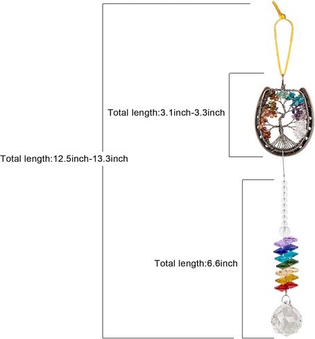 Amogeeli Copper Lucky Horseshoe with 7 Chakra Crystal Tree of Life Hanging Decoration for Home Window Car in Saudi Arabia