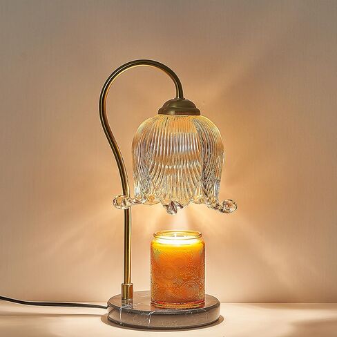 Flower Candle Warmer Lamp with Timer，Mother's Day Gift for Mom，Tulip Lamp Candle Warmer with 2 Bulbs for Room Decor,Aromatherapy Candle Warmer Gifts for Women Candle Heater for Home Decor Gold in Saudi Arabia