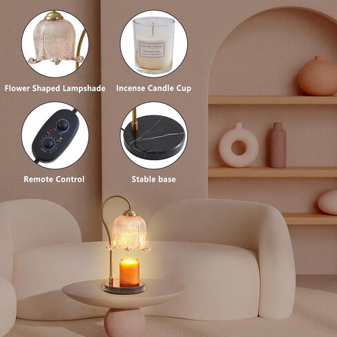 Flower Candle Warmer Lamp with Timer，Mother's Day Gift for Mom，Tulip Lamp Candle Warmer with 2 Bulbs for Room Decor,Aromatherapy Candle Warmer Gifts for Women Candle Heater for Home Decor Gold in Saudi Arabia