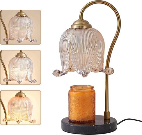 Flower Candle Warmer Lamp with Timer，Mother's Day Gift for Mom，Tulip Lamp Candle Warmer with 2 Bulbs for Room Decor,Aromatherapy Candle Warmer Gifts for Women Candle Heater for Home Decor Gold in Saudi Arabia