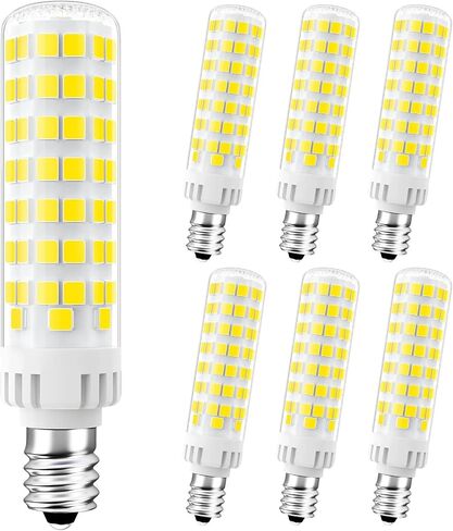 E12 LED لمبة عكس الضوء، 100 واط لمبة الشمعدانات المكافئة C7، 6000K ضوء النهار الأبيض، 10W 1000 Lumen T6 E12 لمبات الإضاءة للثريات، مروحة السقف، الإضاءة المعلقة، مصباح الملح، 6 عبوات in Saudi Arabia