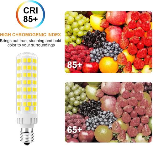 E12 LED لمبة عكس الضوء، 100 واط لمبة الشمعدانات المكافئة C7، 6000K ضوء النهار الأبيض، 10W 1000 Lumen T6 E12 لمبات الإضاءة للثريات، مروحة السقف، الإضاءة المعلقة، مصباح الملح، 6 عبوات in Saudi Arabia