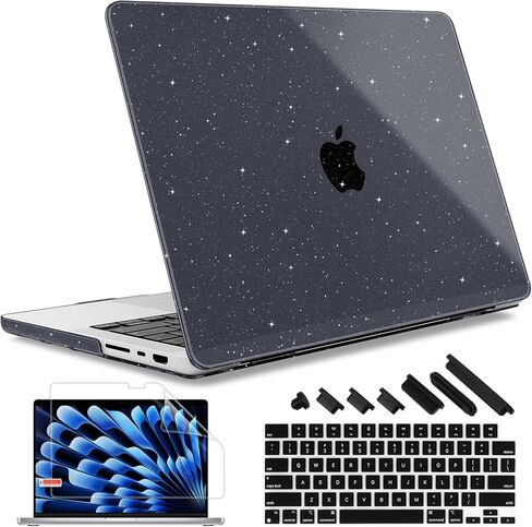 May Chen متوافق مع حافظة MacBook Pro 14 بوصة 2023 2022 2021 إصدار M3 A2918 A2992 M2 A2779 M1 A2442 Pro/Max، حافظة بلاستيكية صلبة مع غطاء لوحة مفاتيح، ساكورا بينك جليتر سباركل in Saudi Arabia