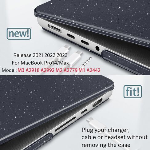 May Chen متوافق مع حافظة MacBook Pro 14 بوصة 2023 2022 2021 إصدار M3 A2918 A2992 M2 A2779 M1 A2442 Pro/Max، حافظة بلاستيكية صلبة مع غطاء لوحة مفاتيح، ساكورا بينك جليتر سباركل in Saudi Arabia