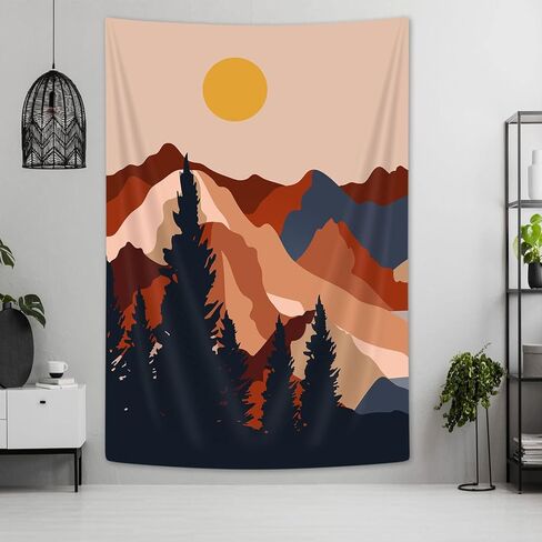 Jawo boho الشمس نسيج عمودي، جمالية الغابات الجبلية غرفة جدار ديكور نسيج الجدار شنقا لغرفة النوم، البوهيمي الحد الأدنى المفروشات الشاطئ بطانية كلية النوم الجدار ملصق 40x60 بوصة in Kuwait