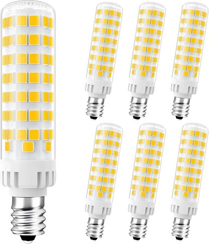 E12 LED لمبة عكس الضوء، 100 واط لمبة الشمعدانات المكافئة C7، 6000K ضوء النهار الأبيض، 10W 1000 Lumen T6 E12 لمبات الإضاءة للثريات، مروحة السقف، الإضاءة المعلقة، مصباح الملح، 6 عبوات in Saudi Arabia