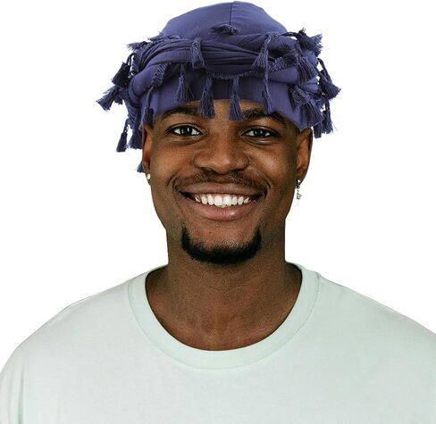 ELIHAIR Halo Turban for Men and Women Vintage Elastic Twisted Durags Satin Lined Head Wraps Dark Grey in Kuwait