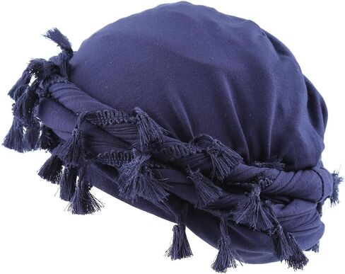 ELIHAIR Halo Turban for Men and Women Vintage Elastic Twisted Durags Satin Lined Head Wraps Dark Grey in Kuwait
