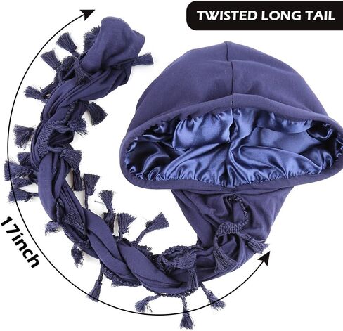 ELIHAIR Halo Turban for Men and Women Vintage Elastic Twisted Durags Satin Lined Head Wraps Dark Grey in Kuwait