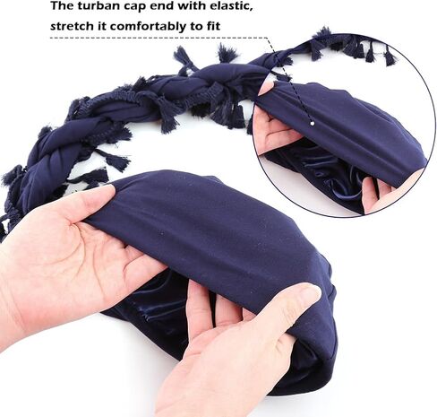 ELIHAIR Halo Turban for Men and Women Vintage Elastic Twisted Durags Satin Lined Head Wraps Dark Grey in Kuwait