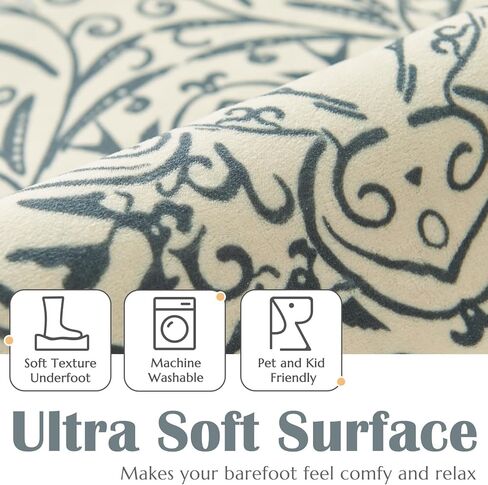 jinchan المطبخ عداء البساط 2x6 الشرقية المدخل عداء البساط قابل للغسل خمر عداء الأزهار غير زلة لينة الرجعية المتعثرة رقيقة البلد بوهو البساط لغرفة النوم الحمام غرفة الغسيل غرفة المعيشة رمادي داكن in Kuwait