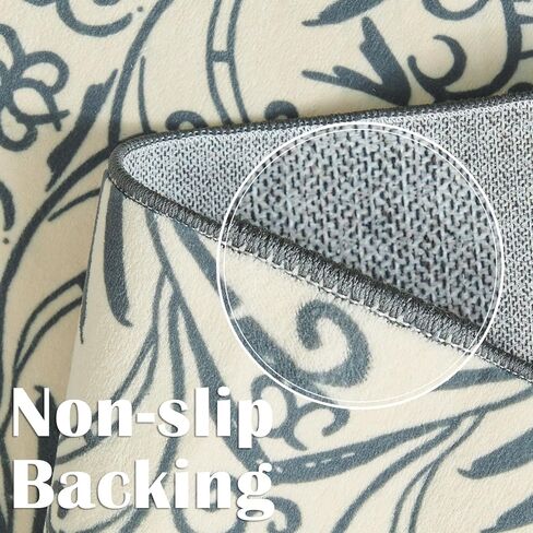 jinchan المطبخ عداء البساط 2x6 الشرقية المدخل عداء البساط قابل للغسل خمر عداء الأزهار غير زلة لينة الرجعية المتعثرة رقيقة البلد بوهو البساط لغرفة النوم الحمام غرفة الغسيل غرفة المعيشة رمادي داكن in Kuwait