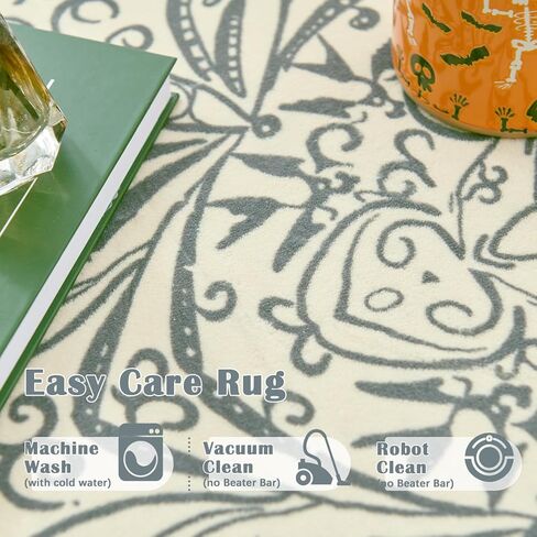 jinchan المطبخ عداء البساط 2x6 الشرقية المدخل عداء البساط قابل للغسل خمر عداء الأزهار غير زلة لينة الرجعية المتعثرة رقيقة البلد بوهو البساط لغرفة النوم الحمام غرفة الغسيل غرفة المعيشة رمادي داكن in Kuwait
