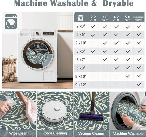 jinchan المطبخ عداء البساط 2x6 الشرقية المدخل عداء البساط قابل للغسل خمر عداء الأزهار غير زلة لينة الرجعية المتعثرة رقيقة البلد بوهو البساط لغرفة النوم الحمام غرفة الغسيل غرفة المعيشة رمادي داكن in Kuwait