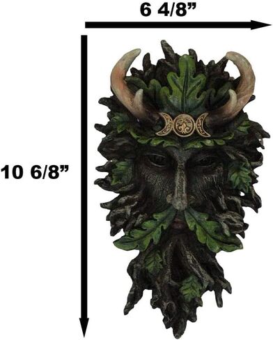 هدية Ebros من Wicca Spirit God Triple Moon Antler المتوج بشجرة الرجل الأخضر الأسود مع أوراق الشجر الخضراء المعلقة على الحائط لوحة ديكور 10.5 بوصة شجرة الويكا العالية لراعي غابة الحياة ذات القرن الإله Cernunnos in Saudi Arabia