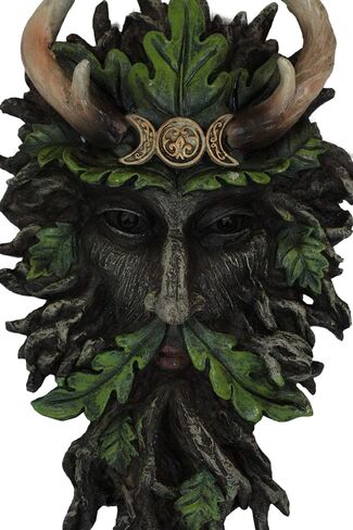 هدية Ebros من Wicca Spirit God Triple Moon Antler المتوج بشجرة الرجل الأخضر الأسود مع أوراق الشجر الخضراء المعلقة على الحائط لوحة ديكور 10.5 بوصة شجرة الويكا العالية لراعي غابة الحياة ذات القرن الإله Cernunnos in Saudi Arabia
