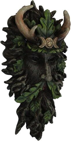 هدية Ebros من Wicca Spirit God Triple Moon Antler المتوج بشجرة الرجل الأخضر الأسود مع أوراق الشجر الخضراء المعلقة على الحائط لوحة ديكور 10.5 بوصة شجرة الويكا العالية لراعي غابة الحياة ذات القرن الإله Cernunnos in Saudi Arabia