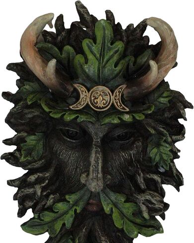 هدية Ebros من Wicca Spirit God Triple Moon Antler المتوج بشجرة الرجل الأخضر الأسود مع أوراق الشجر الخضراء المعلقة على الحائط لوحة ديكور 10.5 بوصة شجرة الويكا العالية لراعي غابة الحياة ذات القرن الإله Cernunnos in Saudi Arabia