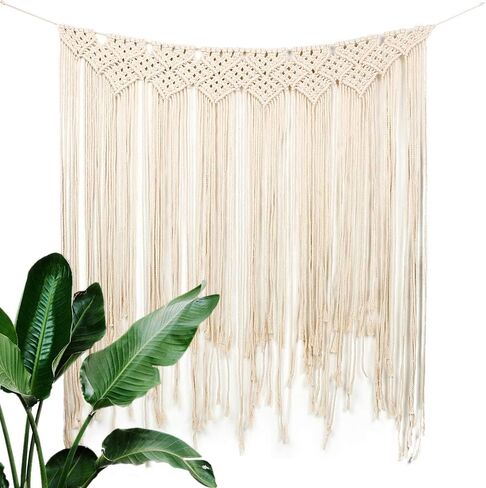 ستارة حائط منسوجة من yazi Macrame لافتة إكليل منسوجة يدويًا لديكور المنزل - ديكور حائط بوهيمي أنيق بتصميم بوهيمي - شقة في غرفة المعيشة وغرفة النوم وفن حضانة الأطفال in Kuwait