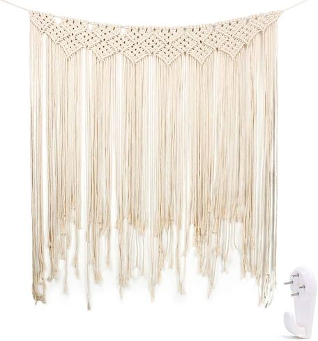 ستارة حائط منسوجة من yazi Macrame لافتة إكليل منسوجة يدويًا لديكور المنزل - ديكور حائط بوهيمي أنيق بتصميم بوهيمي - شقة في غرفة المعيشة وغرفة النوم وفن حضانة الأطفال in Kuwait