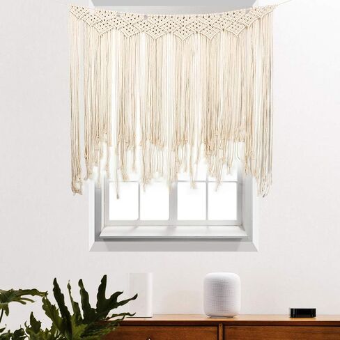 ستارة حائط منسوجة من yazi Macrame لافتة إكليل منسوجة يدويًا لديكور المنزل - ديكور حائط بوهيمي أنيق بتصميم بوهيمي - شقة في غرفة المعيشة وغرفة النوم وفن حضانة الأطفال in Kuwait