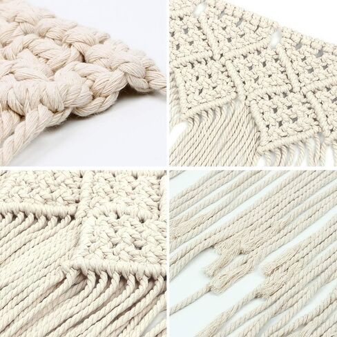 ستارة حائط منسوجة من yazi Macrame لافتة إكليل منسوجة يدويًا لديكور المنزل - ديكور حائط بوهيمي أنيق بتصميم بوهيمي - شقة في غرفة المعيشة وغرفة النوم وفن حضانة الأطفال in Kuwait