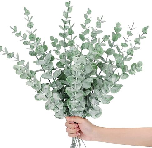 15 ″Eucalyptus Stems，Artificial Eucalyptus Leaves Faux Greenery Branches for Wedding Centerpiece Flower Floral Arrangement Farmhouse Home Decoration Fake Plants Leaves for Coffee Table (25PCS) in Saudi Arabia