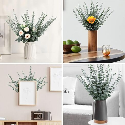 15 ″Eucalyptus Stems，Artificial Eucalyptus Leaves Faux Greenery Branches for Wedding Centerpiece Flower Floral Arrangement Farmhouse Home Decoration Fake Plants Leaves for Coffee Table (25PCS) in Saudi Arabia