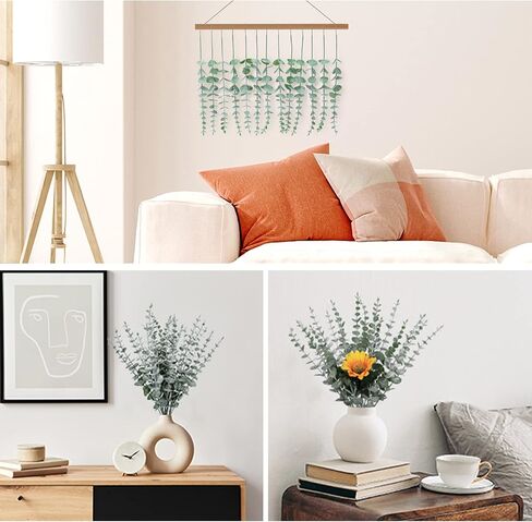 15 ″Eucalyptus Stems，Artificial Eucalyptus Leaves Faux Greenery Branches for Wedding Centerpiece Flower Floral Arrangement Farmhouse Home Decoration Fake Plants Leaves for Coffee Table (25PCS) in Saudi Arabia