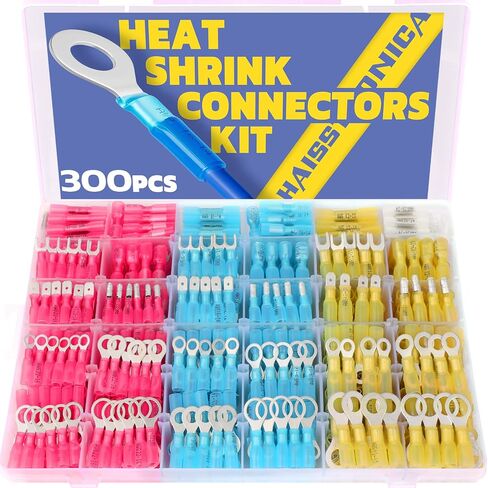 haisstronica 120PCS Heat Shrink Wire Connectors-Marine Grade Heat Shrink Butt Connectors-Electrical Connectors Kit of Tinned Red Copper,AWG 22-10 Crimp Insulated Ring Fork Butt Splice(3Colors) in Saudi Arabia