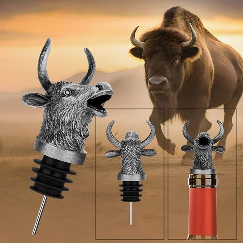 أداة سكب وسدادة زجاجات النبيذ 2 في 1 من Bull Head للرجال والنساء، فوهة سكب زجاجات النبيذ من نوع Wild Yak Cattle Wine لأرواح الكحول، وإكسسوارات توفير هدايا النبيذ المبتكرة in Saudi Arabia