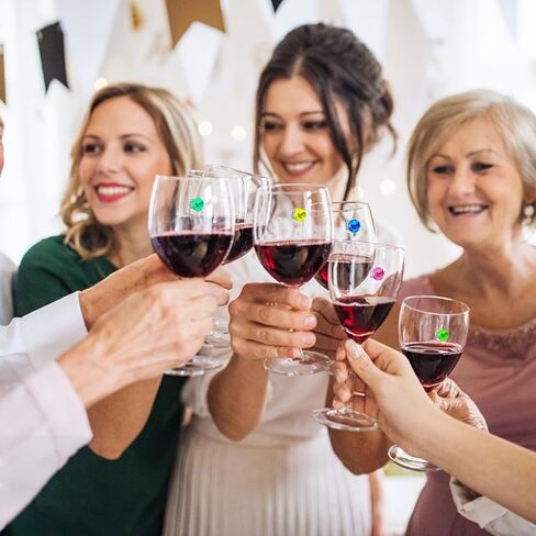 Wine Glass Charms 24 Pieces Wine Glass Charms for Stemless Glasses Crystal Magnetic Glass Markers for Wine Party Decorations Drink Markers Tags Identifiers for Stem Glasses in Saudi Arabia