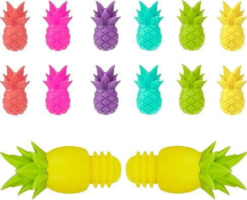 14 Pieces Pineapple Silicone Bottle Stopper Wine Glass Markers, Silicone Charms and Wine Stoppers Reusable Beverage Bottle Stoppers Tropic Wine Glass Charms for Wedding Party Gift in Saudi Arabia