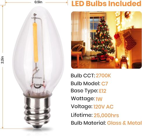 مجموعتان من سلك الملحقات مع 2 لمبة إضاءة LED C7، استبدال سلك مصباح ملح بطول 5 أقدام مع مقابس تشغيل/إيقاف ومقبس E12 لقرعة الهالوين، ومنزل قرية عيد الميلاد، وديكورات العطلات والحرف اليدوية in Kuwait