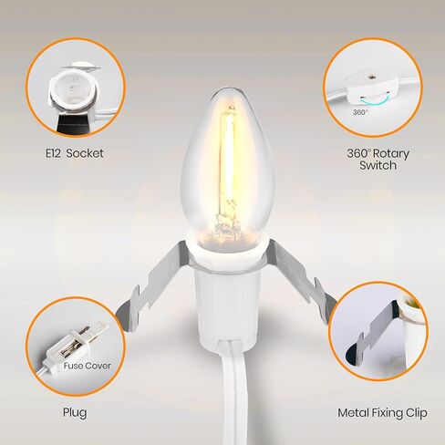 مجموعتان من سلك الملحقات مع 2 لمبة إضاءة LED C7، استبدال سلك مصباح ملح بطول 5 أقدام مع مقابس تشغيل/إيقاف ومقبس E12 لقرعة الهالوين، ومنزل قرية عيد الميلاد، وديكورات العطلات والحرف اليدوية in Kuwait