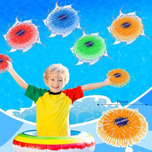 سبلاش المياه تحلق القرص اللعب بركة الشاطئ ألعاب المياه قابلة لإعادة الاستخدام بالونات المياه سبلاش ألعاب المياه ألعاب رش المياه للبنين والبنات ألعاب الصيف في الهواء الطلق في 4 ألوان زاهية 7'' in Kuwait
